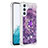 Funda Silicona Carcasa Goma Bling-Bling con Anillo de dedo Soporte YB1 para Samsung Galaxy Quantum4 5G Morado