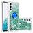 Funda Silicona Carcasa Goma Bling-Bling con Anillo de dedo Soporte YB1 para Samsung Galaxy Quantum4 5G Verde