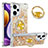 Funda Silicona Carcasa Goma Bling-Bling con Anillo de dedo Soporte YB1 para Xiaomi Poco F5 5G Oro