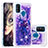 Funda Silicona Carcasa Goma Bling-Bling S01 para Samsung Galaxy M21 Morado