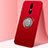 Funda Silicona Carcasa Ultrafina Goma con Magnetico Anillo de dedo Soporte A01 para Oppo A9X Rojo