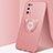 Funda Silicona Carcasa Ultrafina Goma con Magnetico Anillo de dedo Soporte A01 para Realme V15 5G Oro Rosa