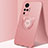 Funda Silicona Carcasa Ultrafina Goma con Magnetico Anillo de dedo Soporte A01 para Vivo X50 Pro 5G Oro Rosa