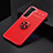 Funda Silicona Carcasa Ultrafina Goma con Magnetico Anillo de dedo Soporte A02 para Samsung Galaxy S21 FE 5G Rojo