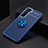 Funda Silicona Carcasa Ultrafina Goma con Magnetico Anillo de dedo Soporte A02 para Samsung Galaxy S22 Plus 5G Azul