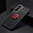 Funda Silicona Carcasa Ultrafina Goma con Magnetico Anillo de dedo Soporte A02 para Samsung Galaxy S22 Plus 5G Rojo y Negro