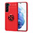 Funda Silicona Carcasa Ultrafina Goma con Magnetico Anillo de dedo Soporte A03 para Samsung Galaxy S21 Plus 5G Rojo