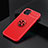 Funda Silicona Carcasa Ultrafina Goma con Magnetico Anillo de dedo Soporte A05 para Apple iPhone 13 Mini Rojo