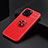 Funda Silicona Carcasa Ultrafina Goma con Magnetico Anillo de dedo Soporte A05 para Apple iPhone 13 Pro Max Rojo