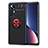 Funda Silicona Carcasa Ultrafina Goma con Magnetico Anillo de dedo Soporte A05 para Xiaomi Mi 12 5G Rojo y Negro
