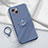 Funda Silicona Carcasa Ultrafina Goma con Magnetico Anillo de dedo Soporte A06 para Apple iPhone 15 Gris Lavanda