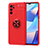 Funda Silicona Carcasa Ultrafina Goma con Magnetico Anillo de dedo Soporte JM1 para Oppo A16 Rojo