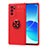 Funda Silicona Carcasa Ultrafina Goma con Magnetico Anillo de dedo Soporte JM1 para Oppo Reno6 Pro 5G India Rojo