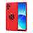 Funda Silicona Carcasa Ultrafina Goma con Magnetico Anillo de dedo Soporte JM1 para Oppo Reno6 Z 5G Rojo