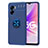 Funda Silicona Carcasa Ultrafina Goma con Magnetico Anillo de dedo Soporte JM1 para Realme Q5i 5G Azul