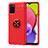 Funda Silicona Carcasa Ultrafina Goma con Magnetico Anillo de dedo Soporte JM1 para Samsung Galaxy A03s Rojo
