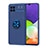 Funda Silicona Carcasa Ultrafina Goma con Magnetico Anillo de dedo Soporte JM1 para Samsung Galaxy A22 4G Azul