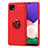 Funda Silicona Carcasa Ultrafina Goma con Magnetico Anillo de dedo Soporte JM1 para Samsung Galaxy A22s 5G Rojo