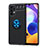Funda Silicona Carcasa Ultrafina Goma con Magnetico Anillo de dedo Soporte JM1 para Samsung Galaxy A32 4G Azul y Negro