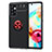Funda Silicona Carcasa Ultrafina Goma con Magnetico Anillo de dedo Soporte JM1 para Samsung Galaxy A52s 5G Rojo y Negro