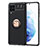 Funda Silicona Carcasa Ultrafina Goma con Magnetico Anillo de dedo Soporte JM1 para Samsung Galaxy F62 5G Oro y Negro