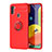 Funda Silicona Carcasa Ultrafina Goma con Magnetico Anillo de dedo Soporte JM1 para Samsung Galaxy M11 Rojo