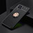 Funda Silicona Carcasa Ultrafina Goma con Magnetico Anillo de dedo Soporte JM2 para Samsung Galaxy A22 4G Oro y Negro