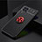 Funda Silicona Carcasa Ultrafina Goma con Magnetico Anillo de dedo Soporte JM2 para Samsung Galaxy A22 4G Rojo y Negro