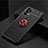 Funda Silicona Carcasa Ultrafina Goma con Magnetico Anillo de dedo Soporte JM2 para Samsung Galaxy A32 5G Rojo y Negro