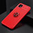 Funda Silicona Carcasa Ultrafina Goma con Magnetico Anillo de dedo Soporte JM2 para Samsung Galaxy F42 5G Rojo