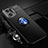 Funda Silicona Carcasa Ultrafina Goma con Magnetico Anillo de dedo Soporte JM3 para Oppo Find X5 Pro 5G Azul y Negro