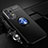 Funda Silicona Carcasa Ultrafina Goma con Magnetico Anillo de dedo Soporte JM3 para Samsung Galaxy A72 5G Azul y Negro