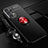 Funda Silicona Carcasa Ultrafina Goma con Magnetico Anillo de dedo Soporte JM3 para Samsung Galaxy M32 5G Rojo y Negro