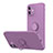 Funda Silicona Carcasa Ultrafina Goma con Magnetico Anillo de dedo Soporte N01 para Apple iPhone 12 Mini Morado