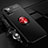 Funda Silicona Carcasa Ultrafina Goma con Magnetico Anillo de dedo Soporte N03 para Apple iPhone 12 Pro Rojo y Negro