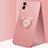 Funda Silicona Carcasa Ultrafina Goma con Magnetico Anillo de dedo Soporte N04 para Apple iPhone 12 Oro Rosa