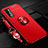 Funda Silicona Carcasa Ultrafina Goma con Magnetico Anillo de dedo Soporte para Huawei Honor View 30 5G Rojo