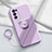 Funda Silicona Carcasa Ultrafina Goma con Magnetico Anillo de dedo Soporte para Oppo Reno5 Pro+ Plus 5G Purpura Claro