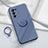 Funda Silicona Carcasa Ultrafina Goma con Magnetico Anillo de dedo Soporte para Oppo Reno6 Pro+ Plus 5G Gris Lavanda