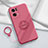 Funda Silicona Carcasa Ultrafina Goma con Magnetico Anillo de dedo Soporte para Oppo Reno7 Pro 5G Rosa Roja