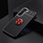 Funda Silicona Carcasa Ultrafina Goma con Magnetico Anillo de dedo Soporte para Samsung Galaxy S21 FE 5G Rojo y Negro
