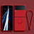 Funda Silicona Carcasa Ultrafina Goma con Magnetico Anillo de dedo Soporte para Samsung Galaxy Z Flip3 5G Rojo