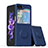 Funda Silicona Carcasa Ultrafina Goma con Magnetico Anillo de dedo Soporte QW1 para Samsung Galaxy Z Flip5 5G Azul