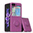 Funda Silicona Carcasa Ultrafina Goma con Magnetico Anillo de dedo Soporte QW1 para Samsung Galaxy Z Flip5 5G Morado