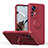 Funda Silicona Carcasa Ultrafina Goma con Magnetico Anillo de dedo Soporte QW1 para Xiaomi Mi 12T 5G Rojo Rosa