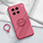 Funda Silicona Carcasa Ultrafina Goma con Magnetico Anillo de dedo Soporte S02 para Vivo X90 Pro 5G Rosa Roja
