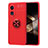 Funda Silicona Carcasa Ultrafina Goma con Magnetico Anillo de dedo Soporte SD1 para Huawei Honor X5 Plus Rojo