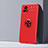 Funda Silicona Carcasa Ultrafina Goma con Magnetico Anillo de dedo Soporte SD1 para Vivo Y31s 5G Rojo