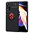 Funda Silicona Carcasa Ultrafina Goma con Magnetico Anillo de dedo Soporte SD1 para Xiaomi Mi 11i 5G (2022) Rojo y Negro
