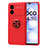 Funda Silicona Carcasa Ultrafina Goma con Magnetico Anillo de dedo Soporte SD1 para Xiaomi Poco M4 5G Rojo